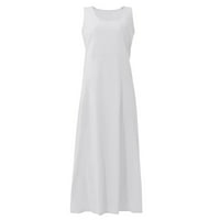 Nyári Női alkalmi ruha hosszú Szexi Divat Sundress Ujjatlan Flowy laza ruha Fehér XL