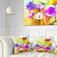 Designart színes Gerbera virágfestés - Virágos dobás párna - 18x18