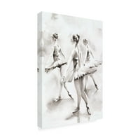Védjegy Képzőművészet 'Három balerinas fekete -fehér' vászon művészete Aimee del Valle